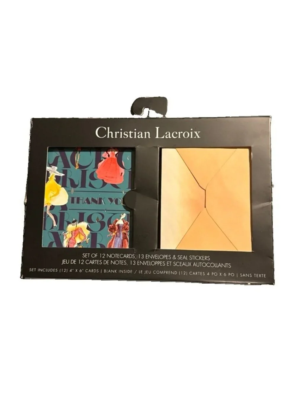 Christian Lacroix Thank you Stationary set 4x6 9 NOTECARDS 10 ENVELOPES LEFT